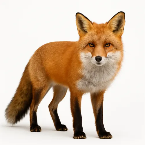 Image of a fox with characteristic coloring on a light background