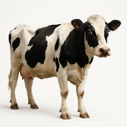 Realistic image of a full-length cow on a neutral background