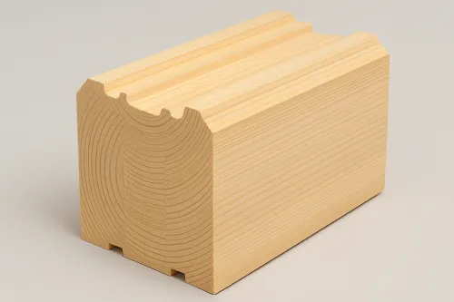Wooden beam showcasing a clear texture and cut shape