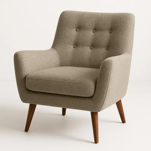 Elegant chair with buttons and wooden legs