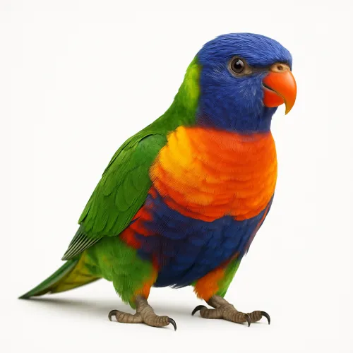Parrot with Bright Plumage: Blue-Green, Orange, and Red Colors