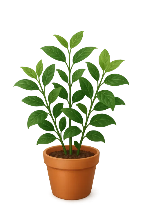 Image of a cozy plant in a terracotta pot with vibrant green leaves