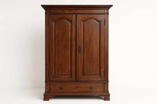 Dark Wood Cabinet with Two Doors and Beautiful Carvings