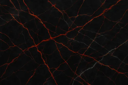 Background of black marble with vibrant red veins and white streaks