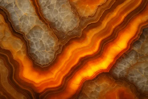 Agate texture with wavy lines in orange and gray colors