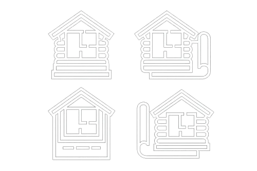 Cuatro opciones de distribución de una casa de madera para diseño