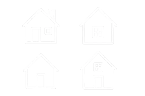 Cuatro imágenes de casas con diferentes disposiciones de ventanas y puertas