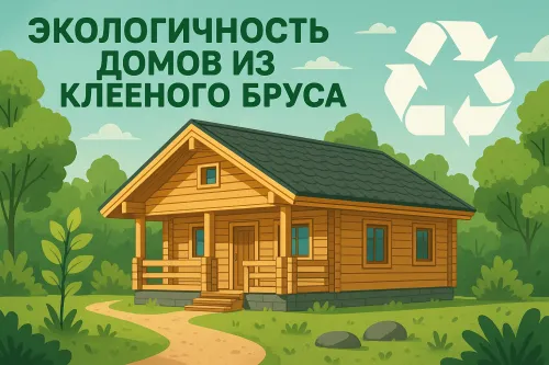 Illustration of a glulam house surrounded by nature
