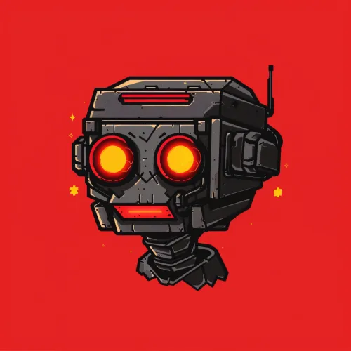 Cute Robot with Expressive Eyes and a Black Body