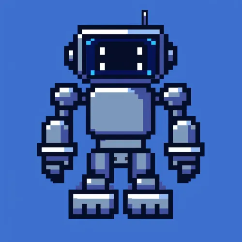 Retro-stylization of a pixel robot with an unusual design