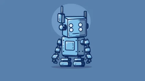 Image of a quirky retro robot on a blue background