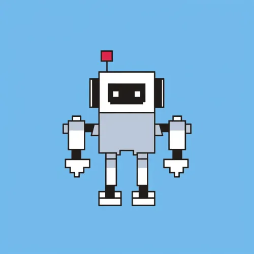 Robot with a black face and a red lantern on its head