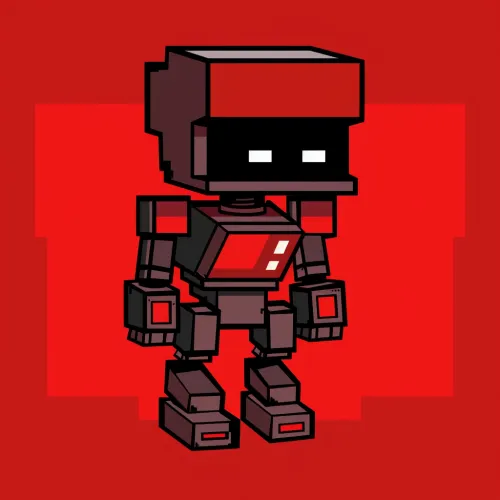 Stylish cartoon robot with red accents on a bright background