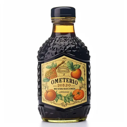 Embalaje moderno de la bebida Ometerio con una etiqueta brillante y un diseño único
