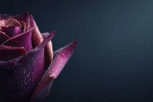 Close-up of a rose with water droplets on its petals