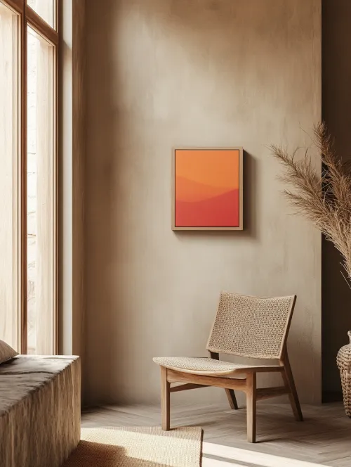Modern Interior with a Painting and Light Natural Materials