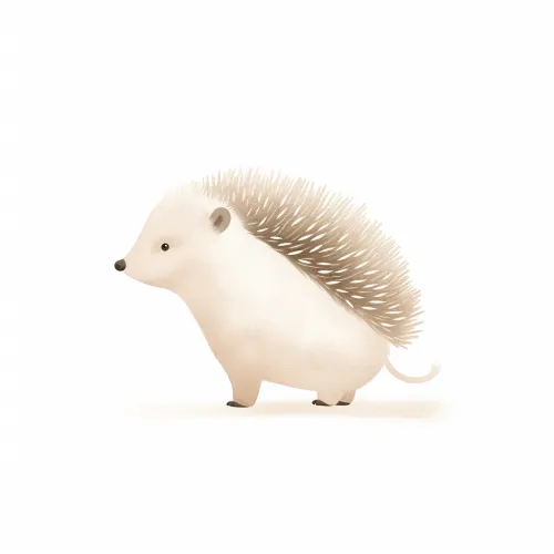 Illustration of a hedgehog with spines on a colorless background