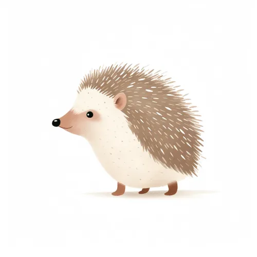 Illustration of a hedgehog with soft lines and a neutral background
