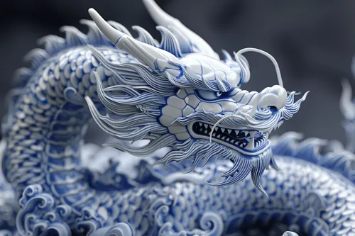 Traditional dragon with wavy scales and a fierce expression