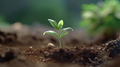 Brote verde emergiendo de la tierra en una naturaleza pintoresca