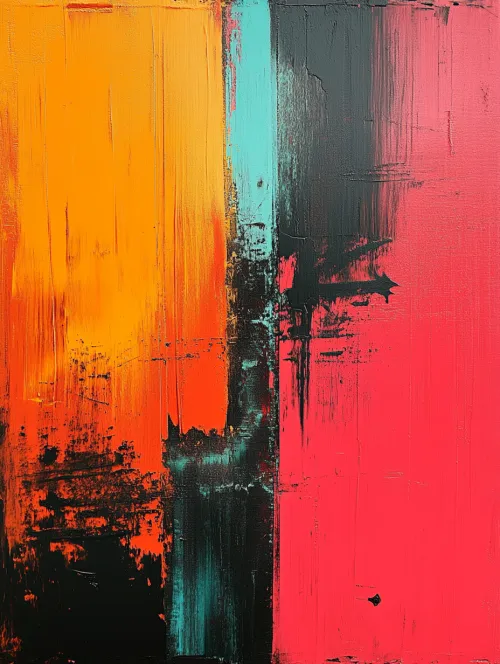 Abstract painting filled with bright and saturated colors