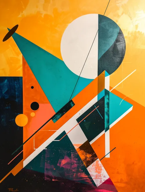 Abstract art with geometric shapes and bright colors