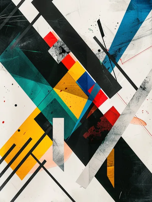 Image with bright colors and sharp lines in an abstract style