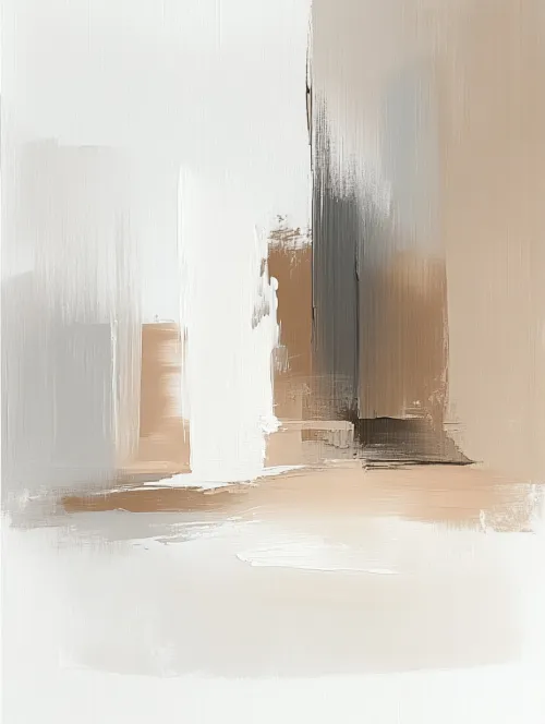 Abstracción moderna con colores predominantemente claros y paleta neutral
