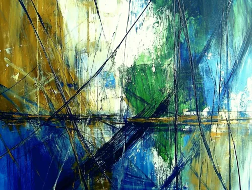 Contemporary Abstract Art with Dynamic Lines and Colors