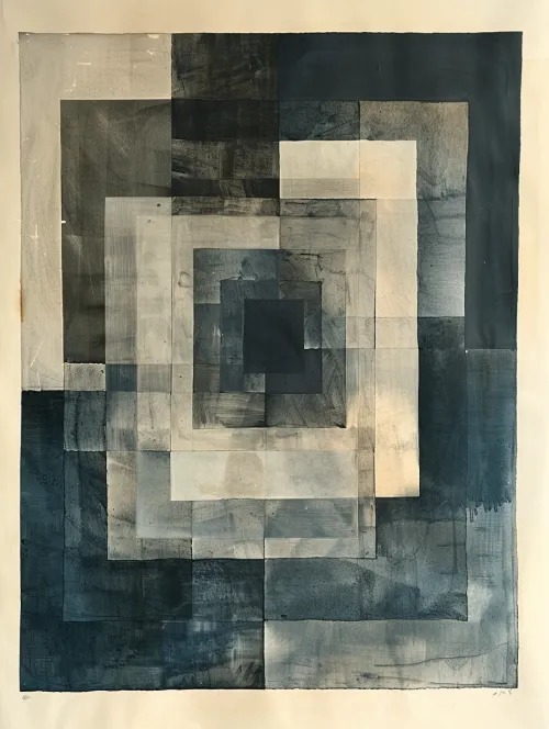 Abstract work featuring various shades of gray and black colors