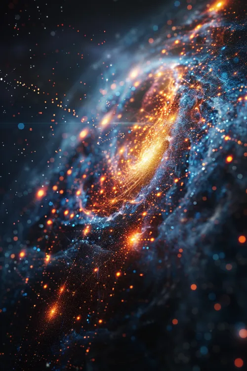 Bright stars and gas clouds in the galaxy on a black background