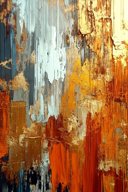 Textured Abstract Artwork with Golden and Orange Shades
