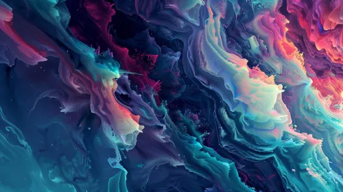 Complex Abstract Background with Bright Colors and Wavy Shapes