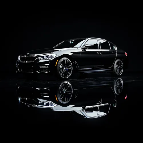 BMW car with reflection on a glossy surface