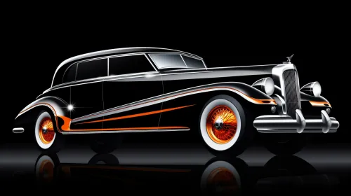 Black classic car with vibrant details and stylish wheels