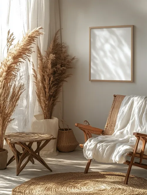 Cozy Interior with an Armchair and Plants in the Room