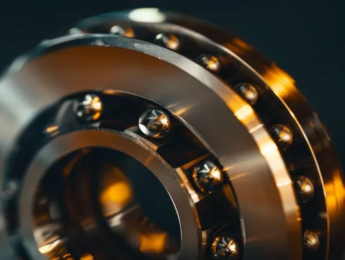 Macro photograph of metallic mechanism details with light reflections