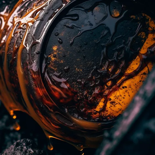 Close-up of a surface with oil texture and droplets