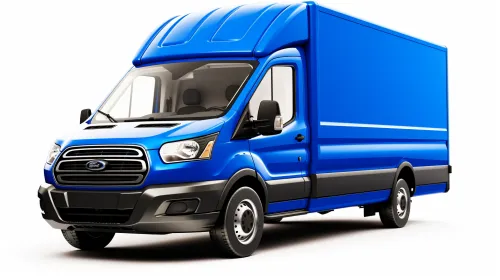 Современный синий фургон Ford с крупным кузовом для транспорта