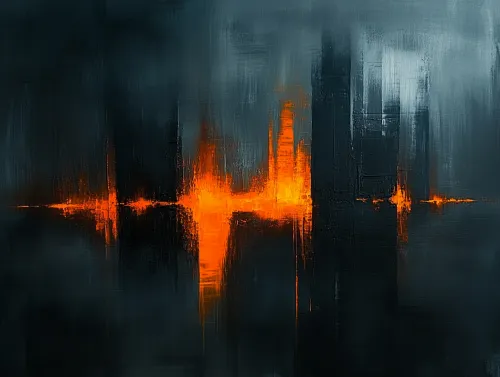 Abstract image with orange waves on a dark background
