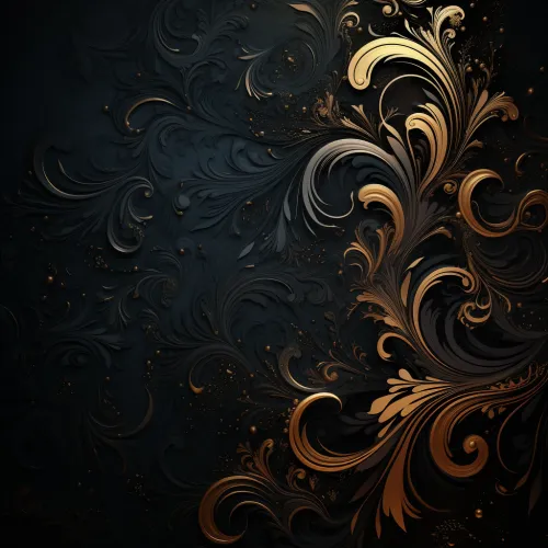 Beautiful abstraction with decorative elements in gold and black tones