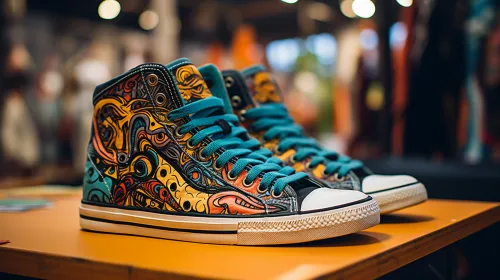 Zapatillas con un colorido estampado y cordones brillantes