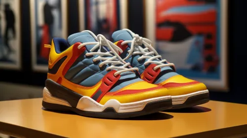 Stylish sneakers with bright colors and interesting design