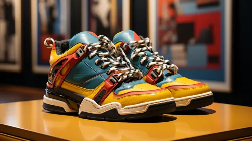 Zapatillas elegantes con colores vibrantes y una forma única en el interior