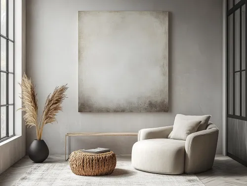 Cozy room with a round chair and decorative natural elements