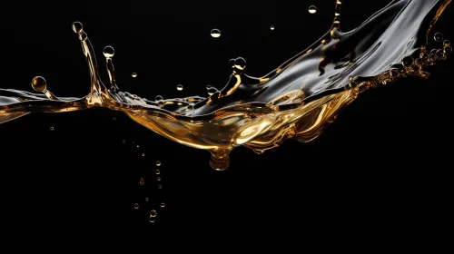 Striking moment of a liquid drop creating splashes against a dark background