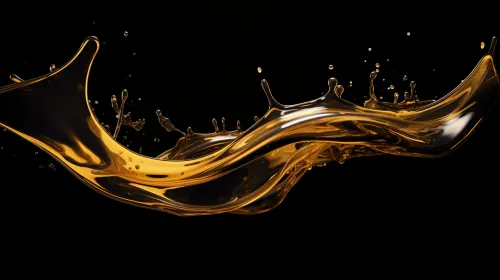Beautiful Drop of Golden Liquid with Transparency and Shine Effect on a Dark Background