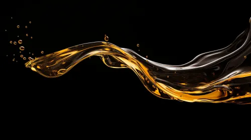 Dynamic image of an oil stream on a dark background