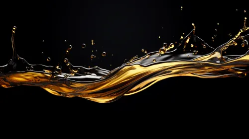 Image of oil in the shape of a wave with details of droplets