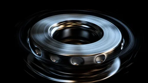 Image of a metal object with a shiny reflective surface on a background.